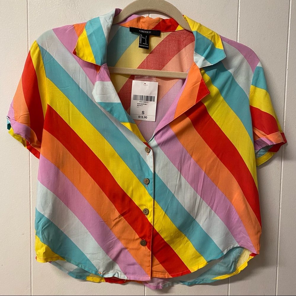 Forever 21 Rainbow Colored Crop Top Size Small